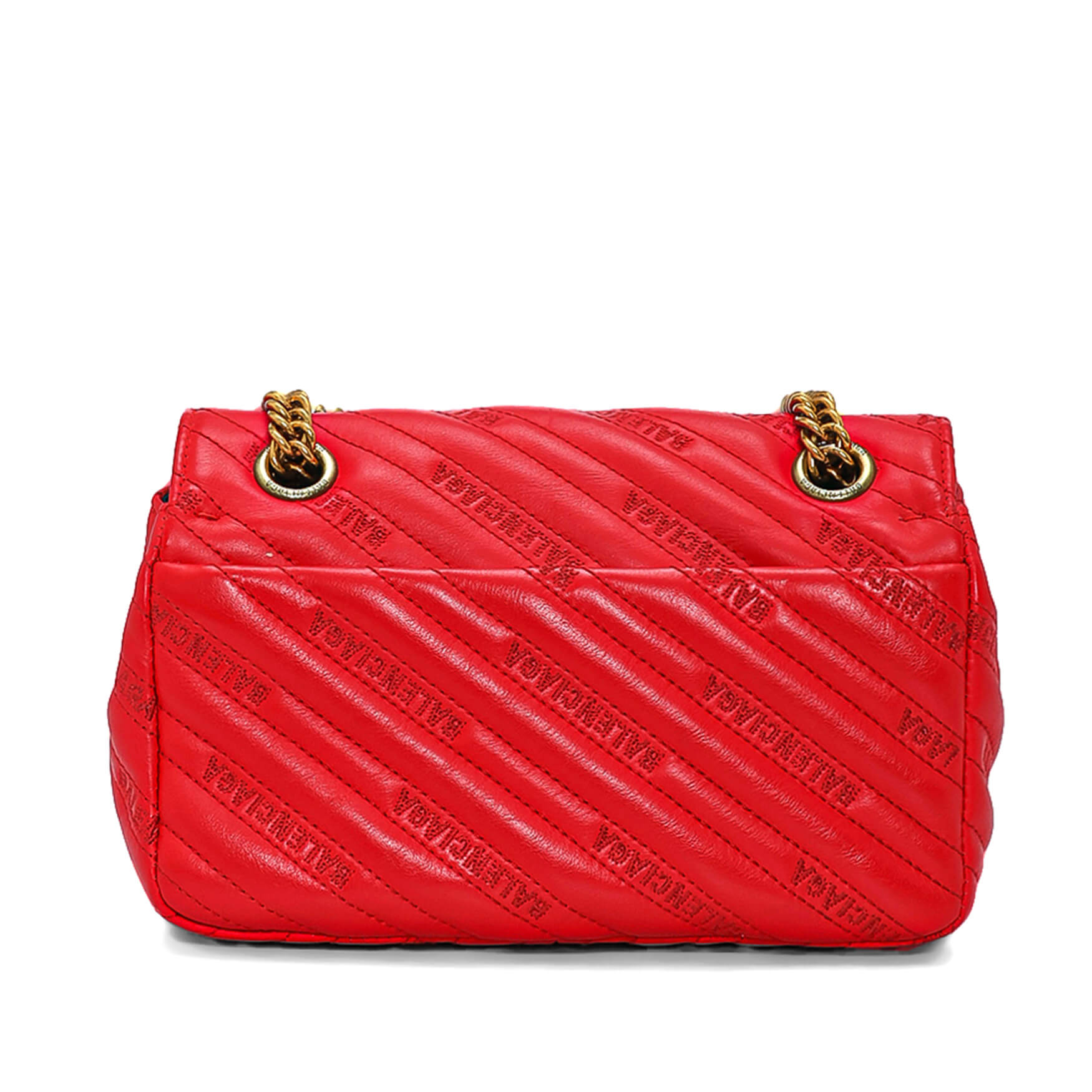 Balenciaga - Red Charm Detail BB Logo Chain Strap Crossbody Bag